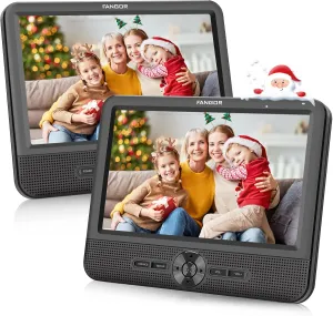FANGOR 7.5 Inch Dual Car DVD Player, Portable DVD Player for Car with 5 Hours Rechargeable Battery, Last Memory, AV Out/in, Support USB/SD/Sync TV, All Regions