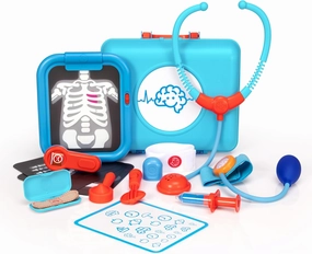 Fat Brain Toys Pretendables Doctor Playset, Pretend Play Toys, Kids Doctor Play Set with Storage for Ages 3 