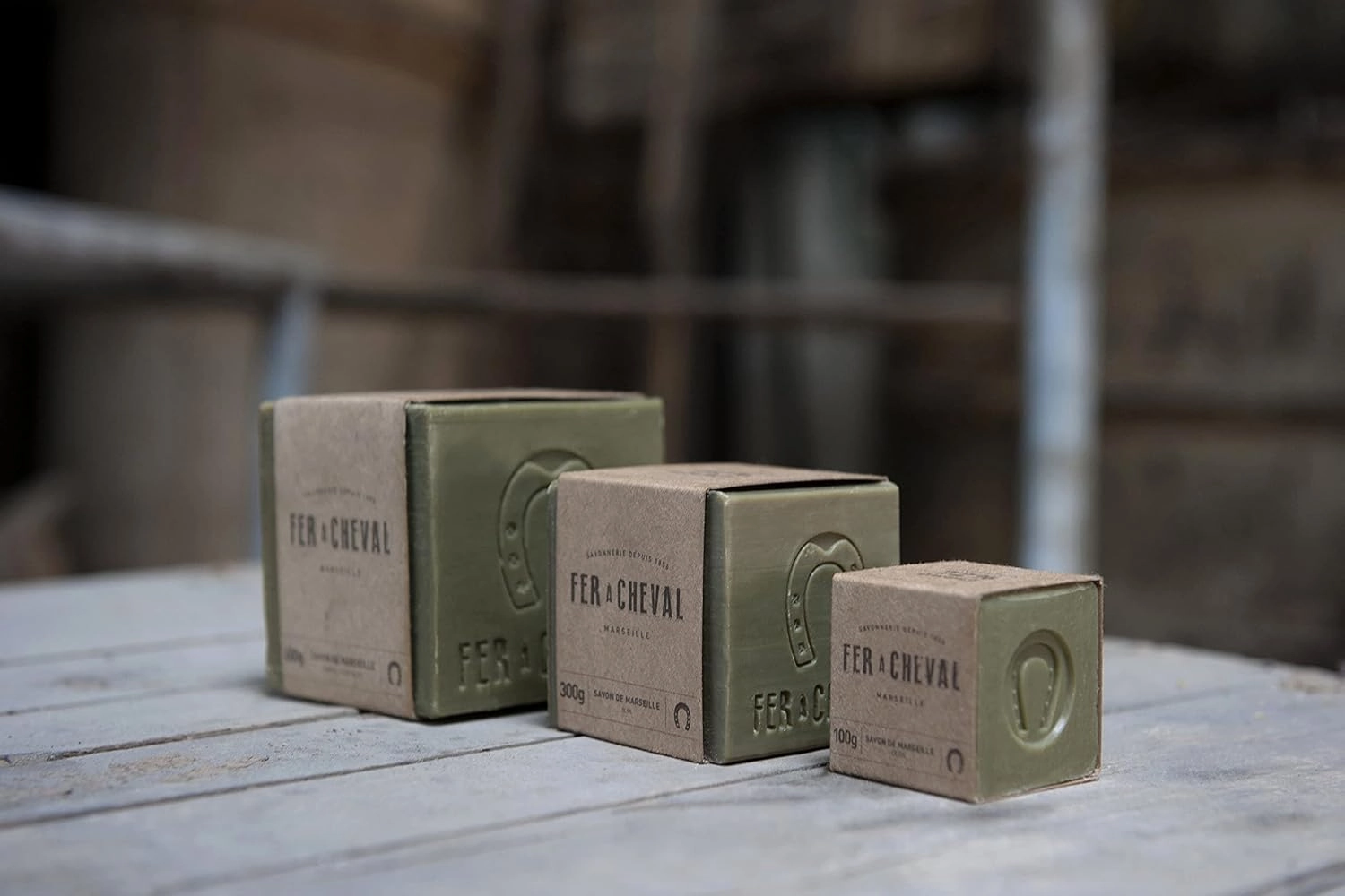 Fer à Cheval Pure Olive Oil Marseille Soap Cube - Natural & Hypoallergenic Artisan Crafted Cleanser for Skin & Home, 300g/10.58oz