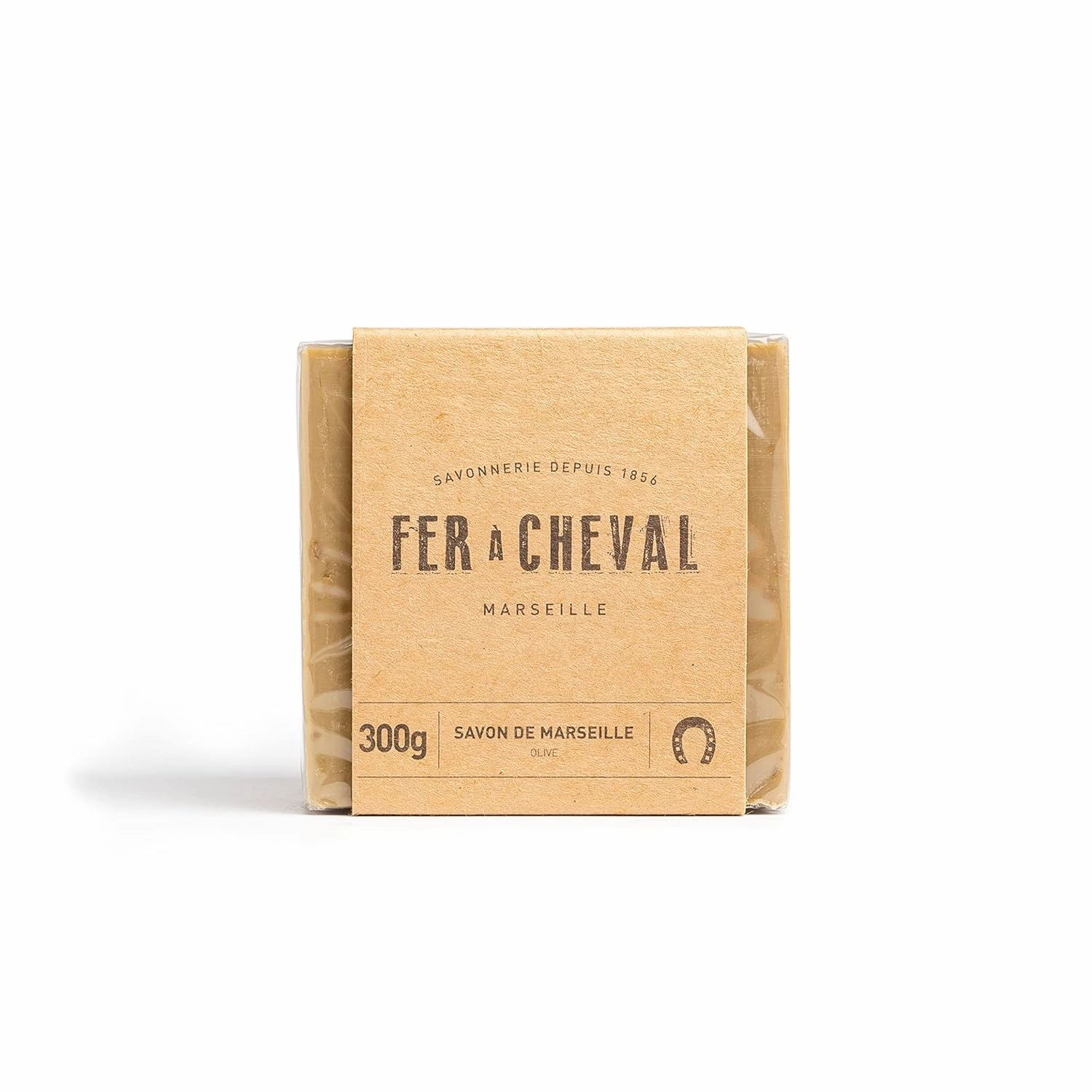 Fer à Cheval Pure Olive Oil Marseille Soap Cube - Natural & Hypoallergenic Artisan Crafted Cleanser for Skin & Home, 300g/10.58oz