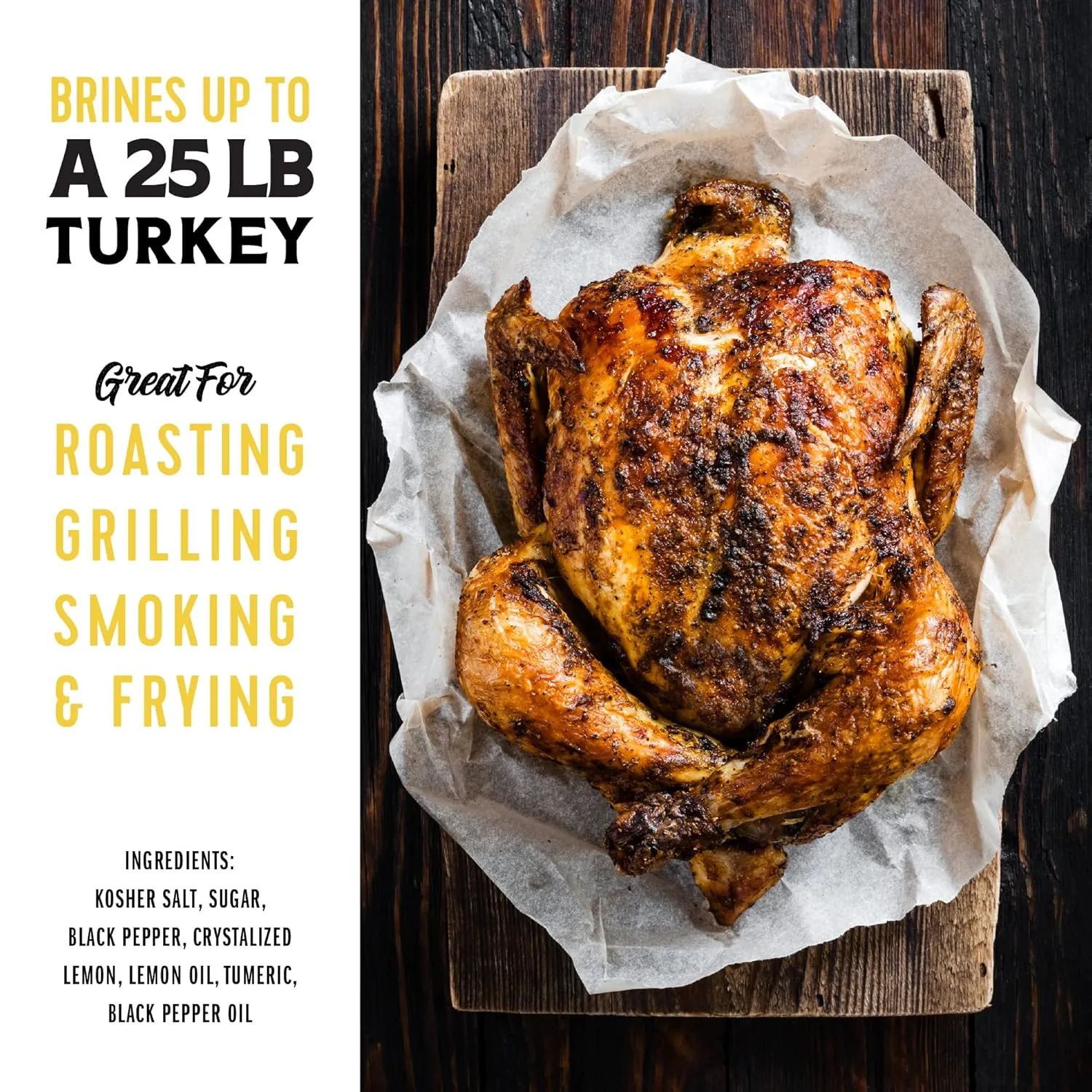 Fire & Flavor Lemon Pepper Turkey Perfect Brine - Turkey Brine Kit with Bag for Roasting, Grilling, Smoking, and Frying - Brining Seasonings for Cooking and Turkey Brine Bag - Turkey Brine and Rub Kit