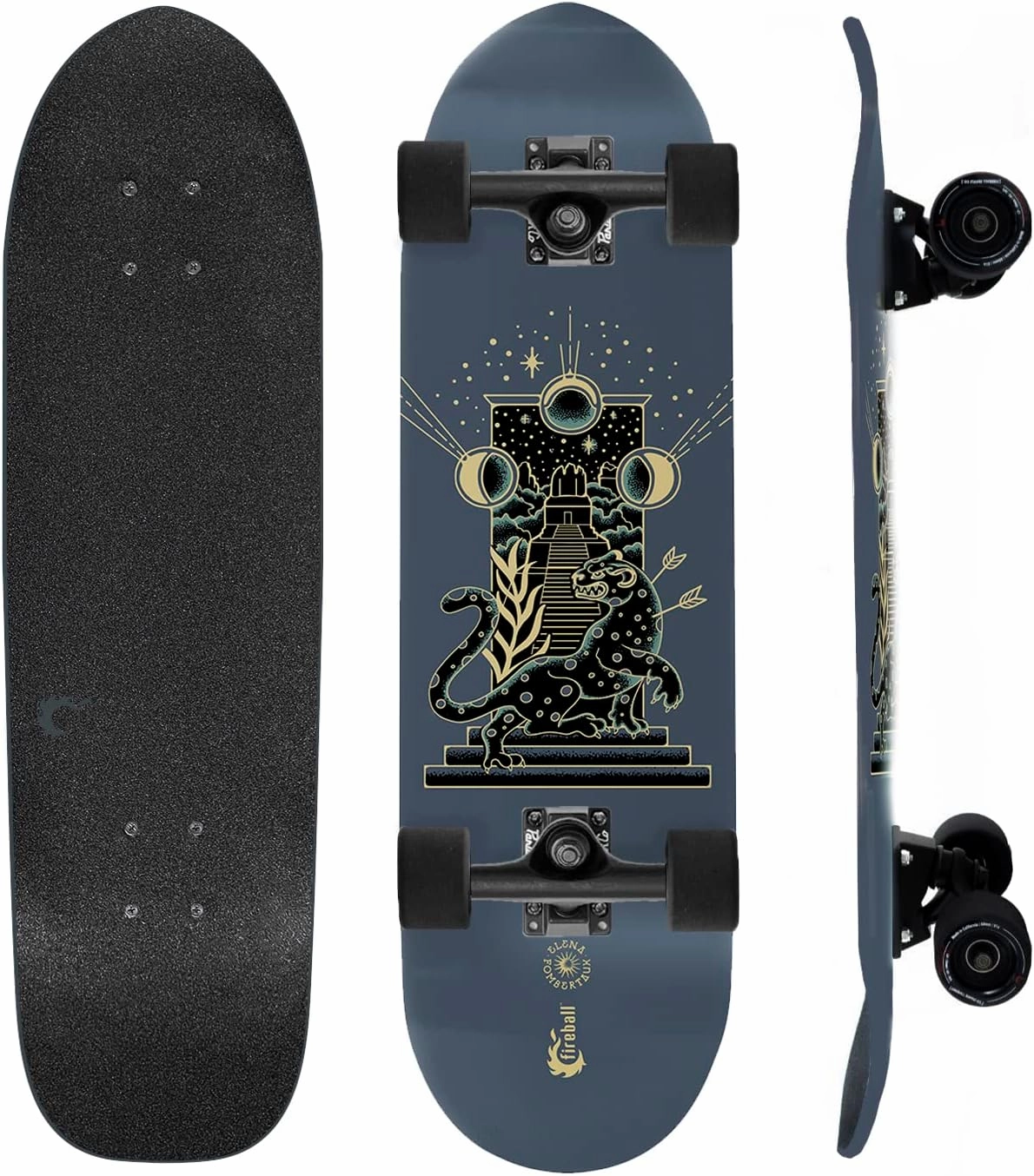 Fireball Mini Cruiser Longboard Skateboard Complete - Fully Assembled & Ready to Ride 29.5 x 8.5” Professional Maple Board - Artist Series Limited Edition Cruiser