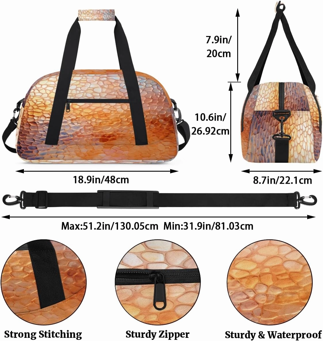Fish Scales Kids Overnighter Duffel Bags for Boys, Carry-On Size Sports Gym Bag with Front Zipper Pocket for School Practice or Overnight Travel Weekender Sleepover Tote Bag