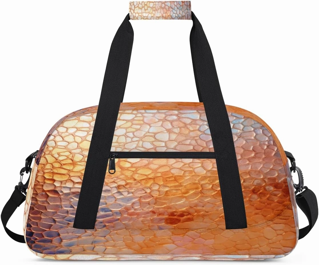 Fish Scales Kids Overnighter Duffel Bags for Boys, Carry-On Size Sports Gym Bag with Front Zipper Pocket for School Practice or Overnight Travel Weekender Sleepover Tote Bag