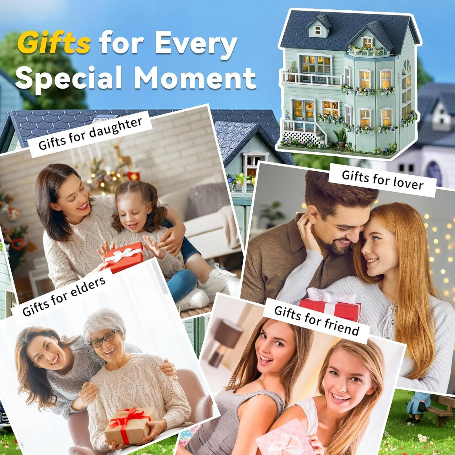 Flever Dollhouse Miniature DIY House Kit Creative Room with Furniture for Romantic Valentine's Gift (Warm House)