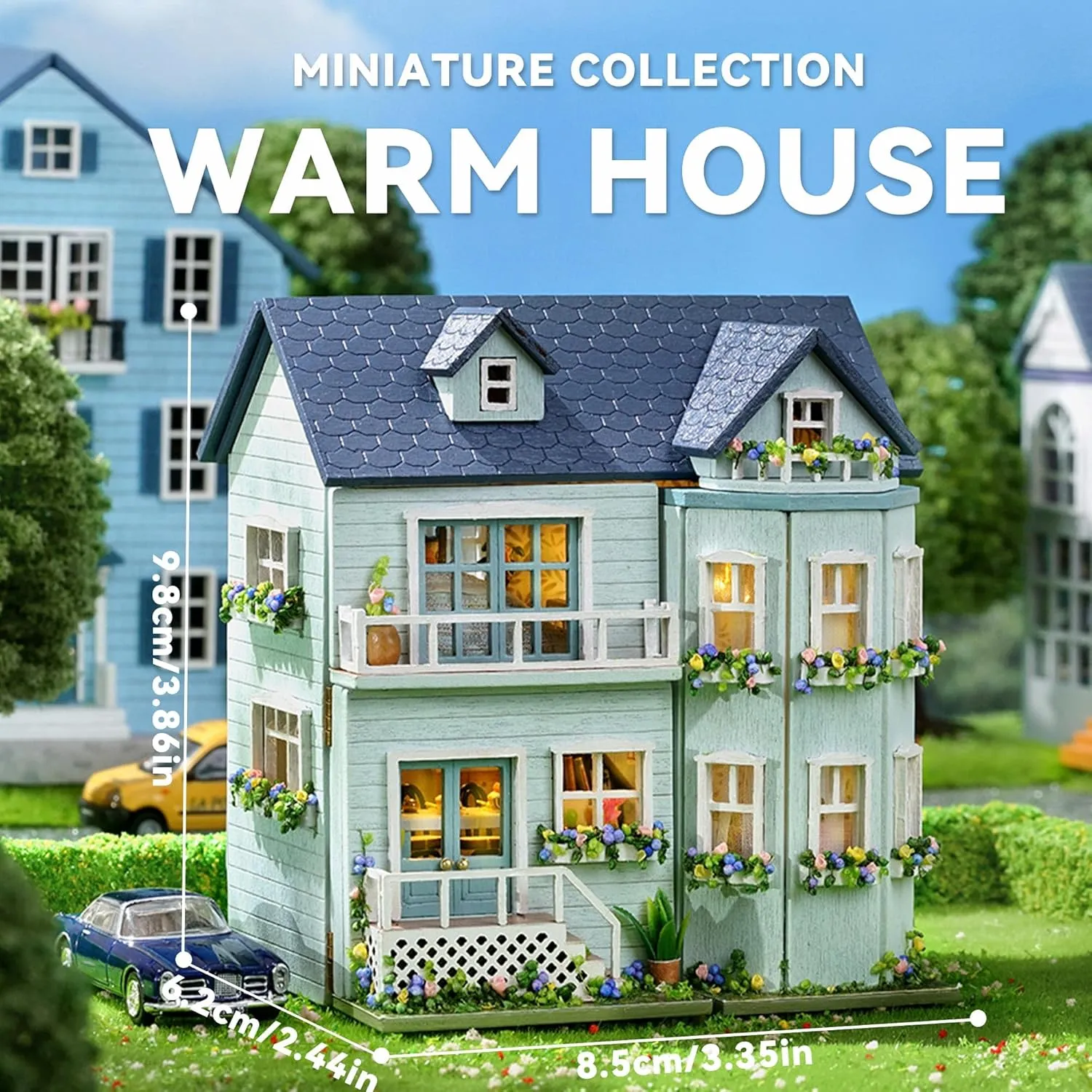 Flever Dollhouse Miniature DIY House Kit Creative Room with Furniture for Romantic Valentine's Gift (Warm House)