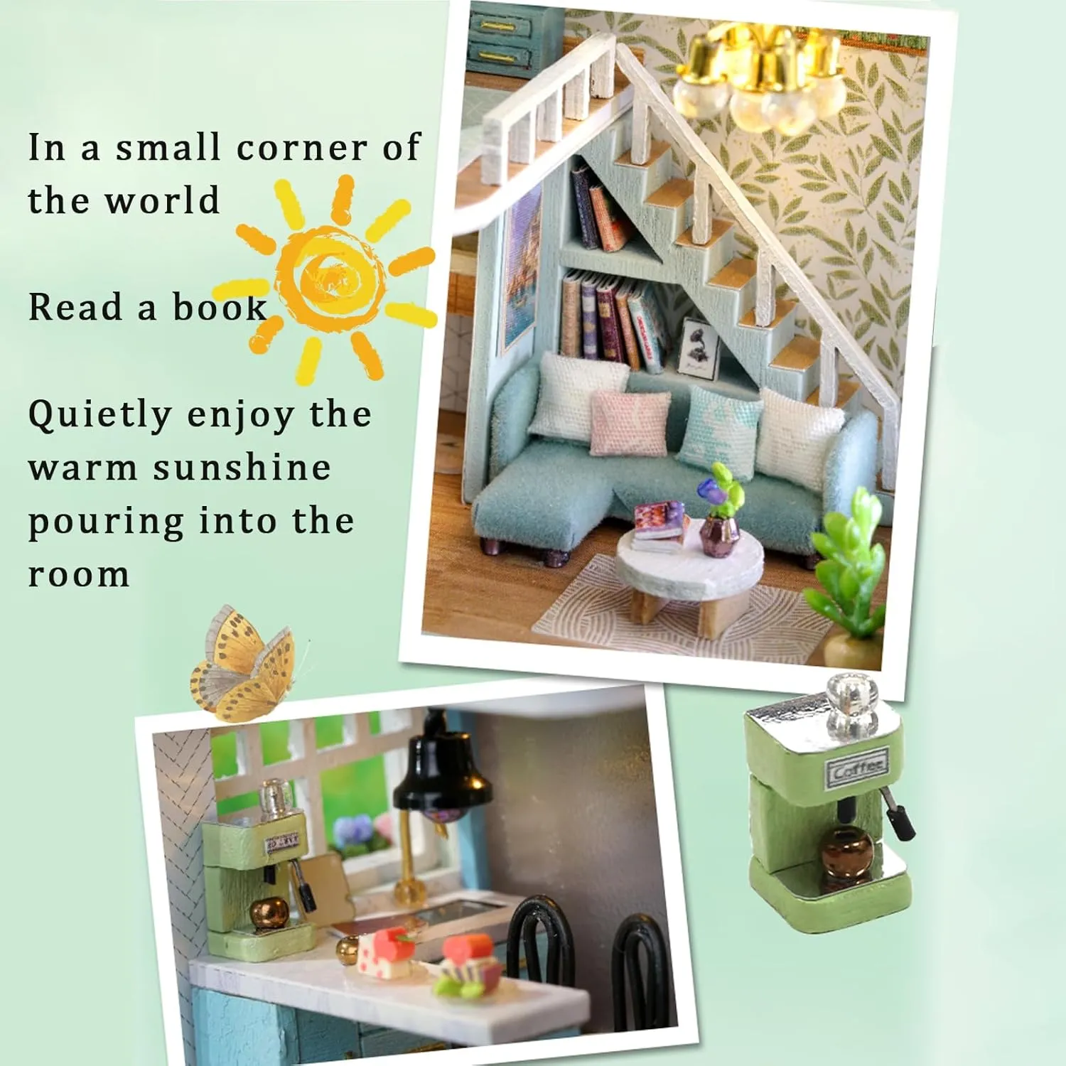 Flever Dollhouse Miniature DIY House Kit Creative Room with Furniture for Romantic Valentine's Gift (Warm House)