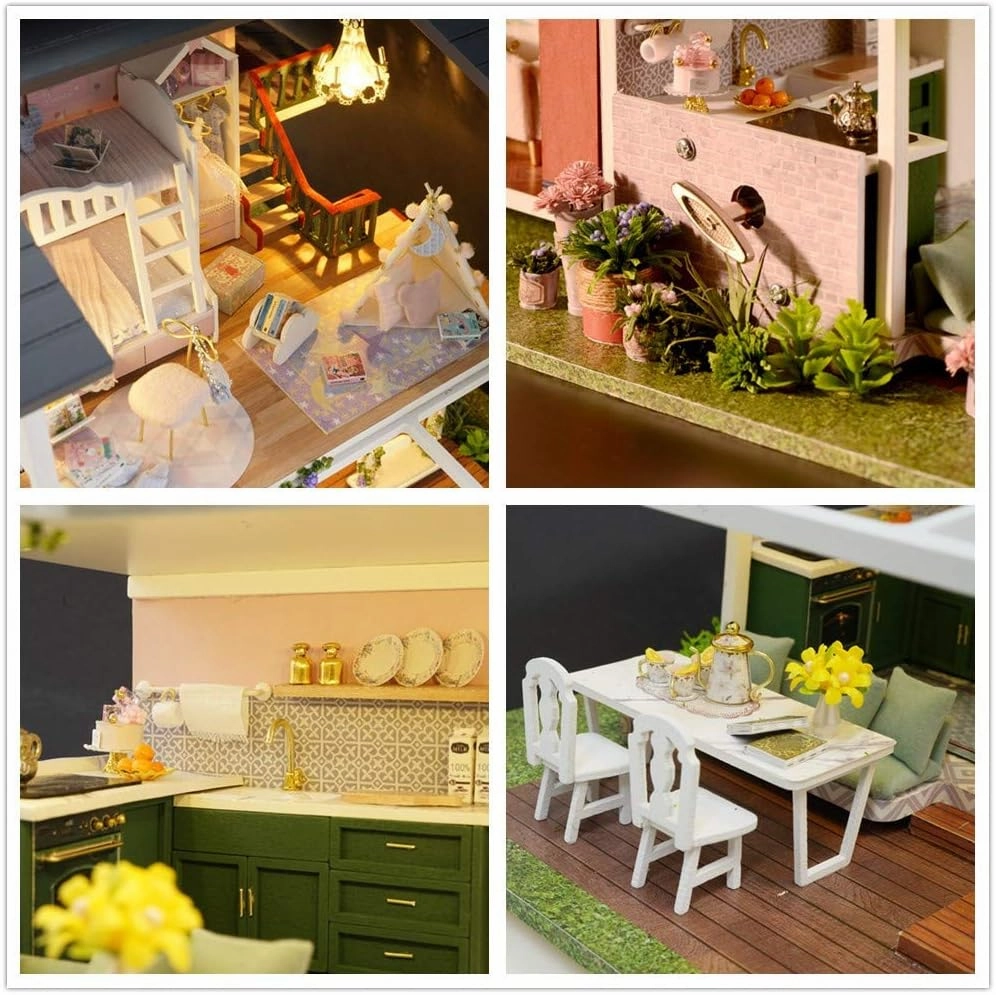 Flever Dollhouse Miniature DIY House Kit Creative Room with Furniture for Romantic Artwork Gift (Monet Garden)