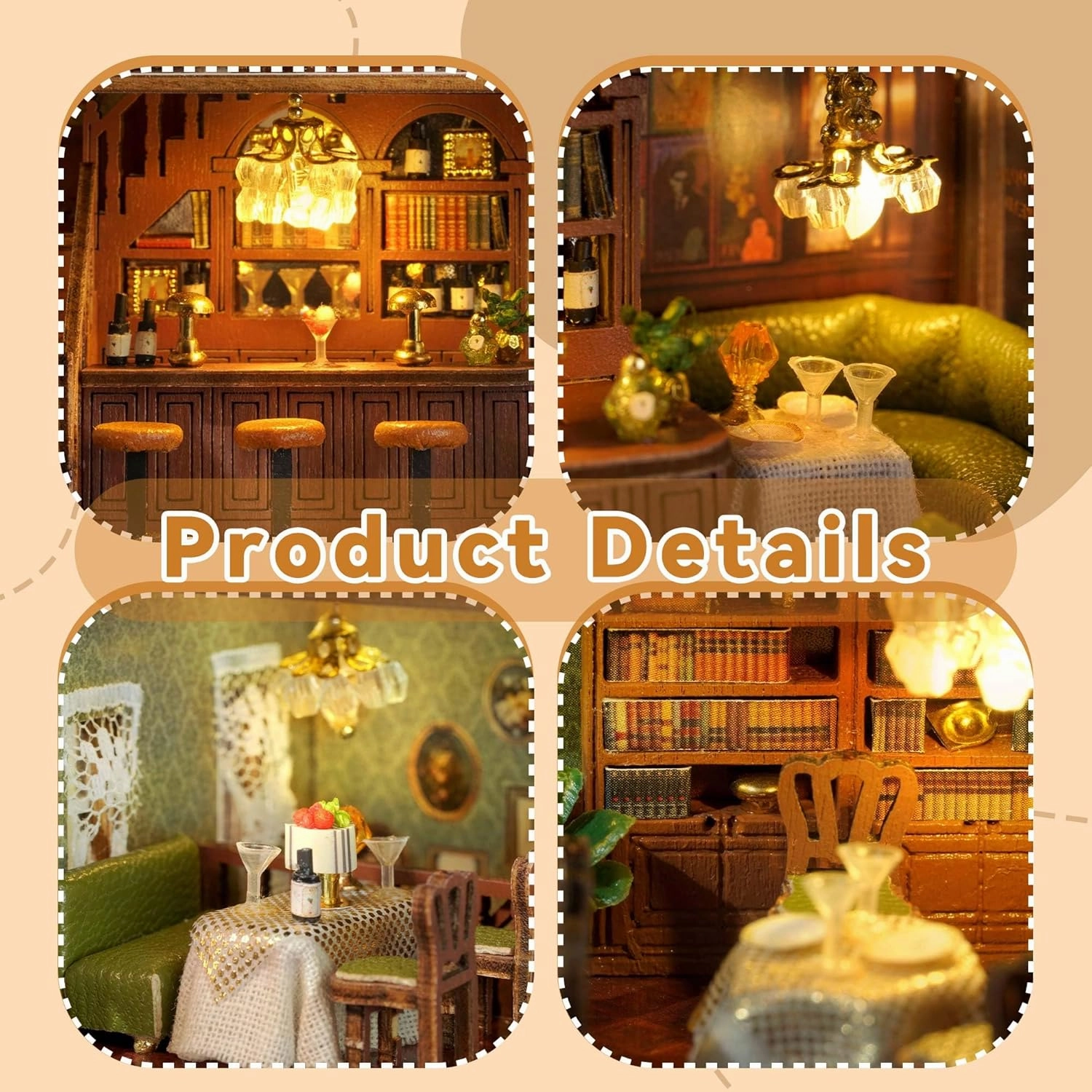 Flever Dollhouse Miniature DIY House Kit Creative Room with Furniture for Romantic Valentine's Gift (Corner Restaurant)