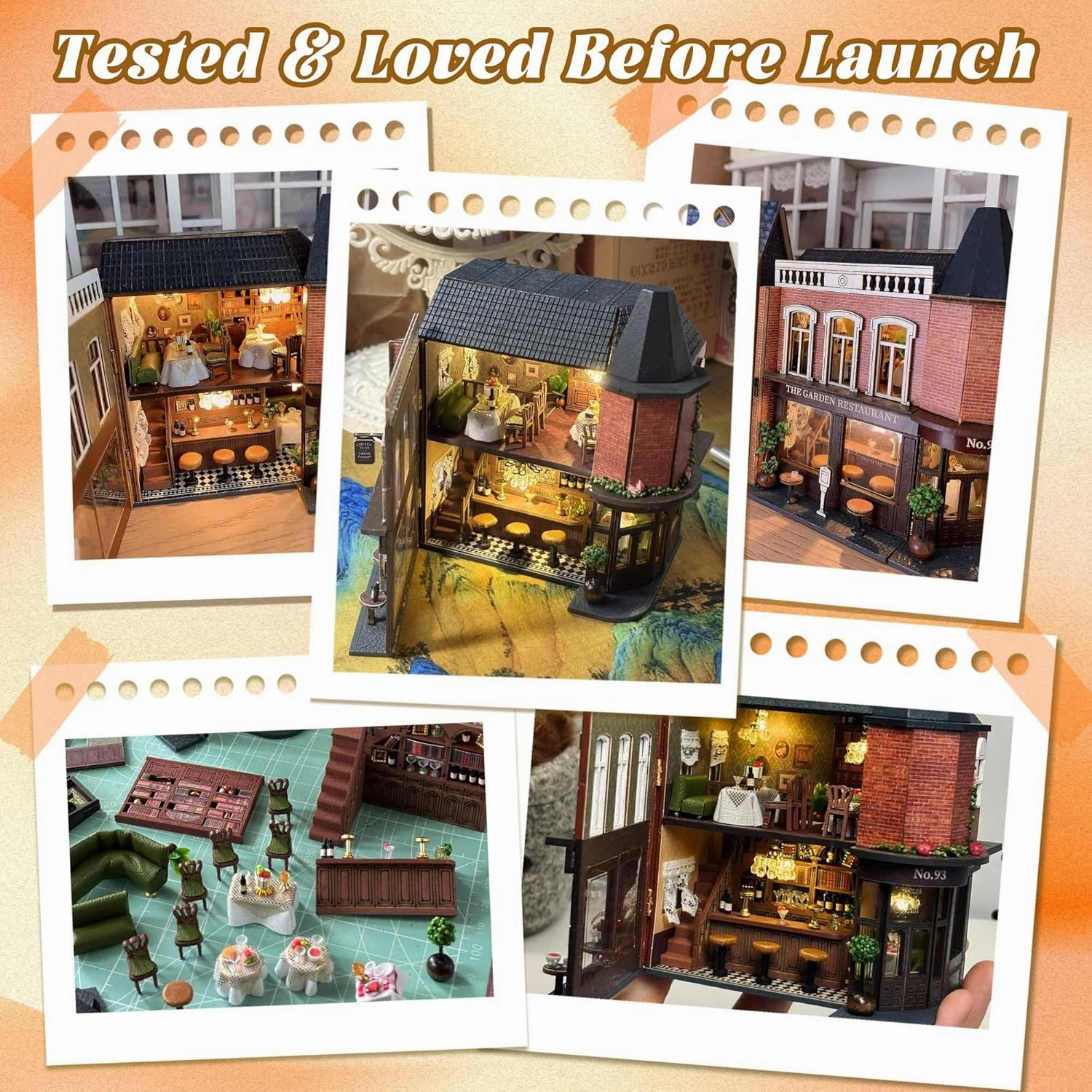 Flever Dollhouse Miniature DIY House Kit Creative Room with Furniture for Romantic Valentine's Gift (Corner Restaurant)