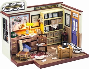 Flever Dollhouse Miniature DIY House Kit Creative Room with Furniture for Romantic Valentine's Gift (Detective Lodge)