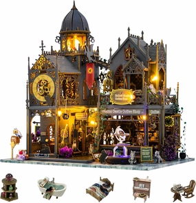 Flever Dollhouse Miniature DIY House Kit Creative Room with Furniture for Romantic Valentine's Gift (Holo Castle)