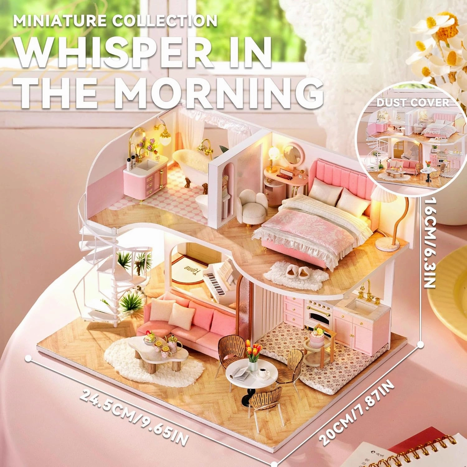 Flever Wooden DIY House Kit, Miniature with Furniture, Creative Craft Gift for Lovers and Friends (Whisper in The Morning)