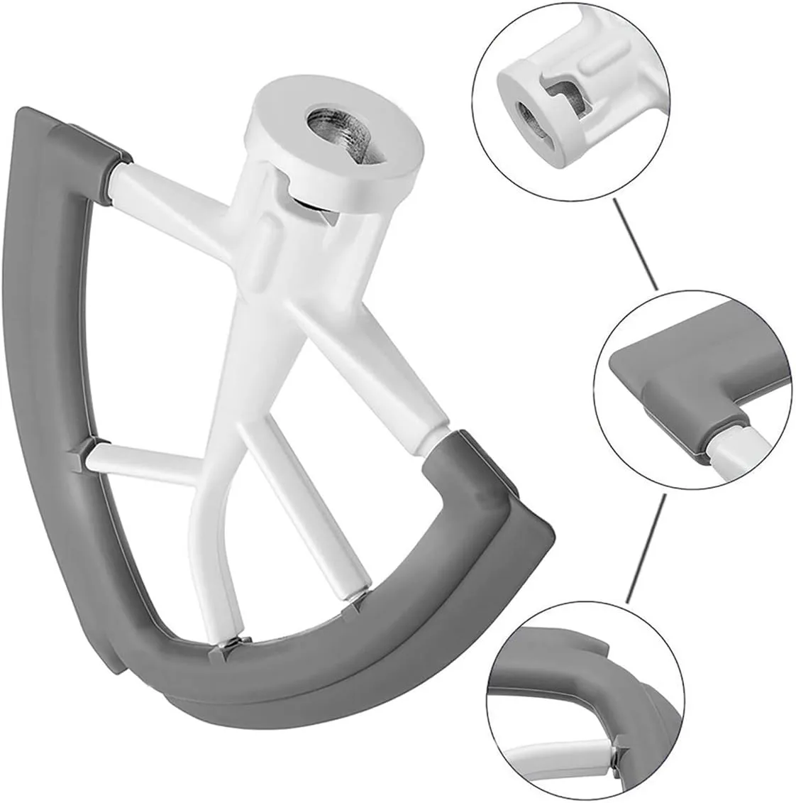 Flex Edge Beater for KitchenAid,Mixer Attachement Compatible With KitchenAid,Mixer Accessory,Fits Tilt-Head Stand Mixer Bowls For 4.5-5 Quart Bowls,Beater With Silicone Edges,Grey