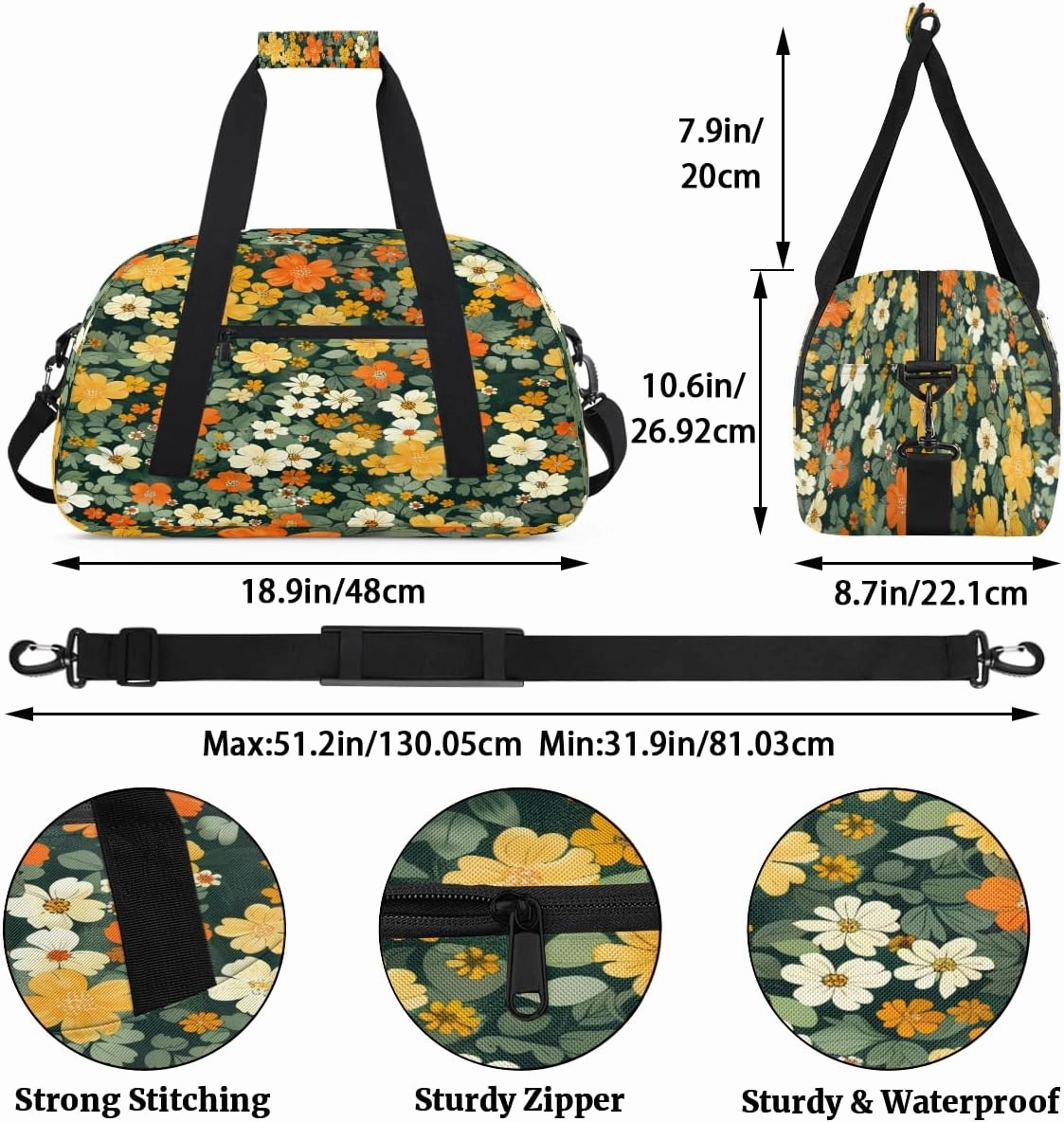 Flower (73) Kids Overnighter Duffel Bags for Boys, Carry-On Size Sports Gym Bag with Front Zipper Pocket for School Practice or Overnight Travel Weekender Sleepover Tote Bag