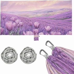Flower Lavender Spring Camping Hammocks with Hanging Rope Indoor Hammock for Indoor Outdoor Patio