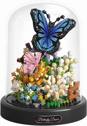 Flowers Butterflies Dancing Home Bouquets Building Toy with Dust Cover - Creative Housewarming, Ideal Creative Toy Gift for Moms and Women