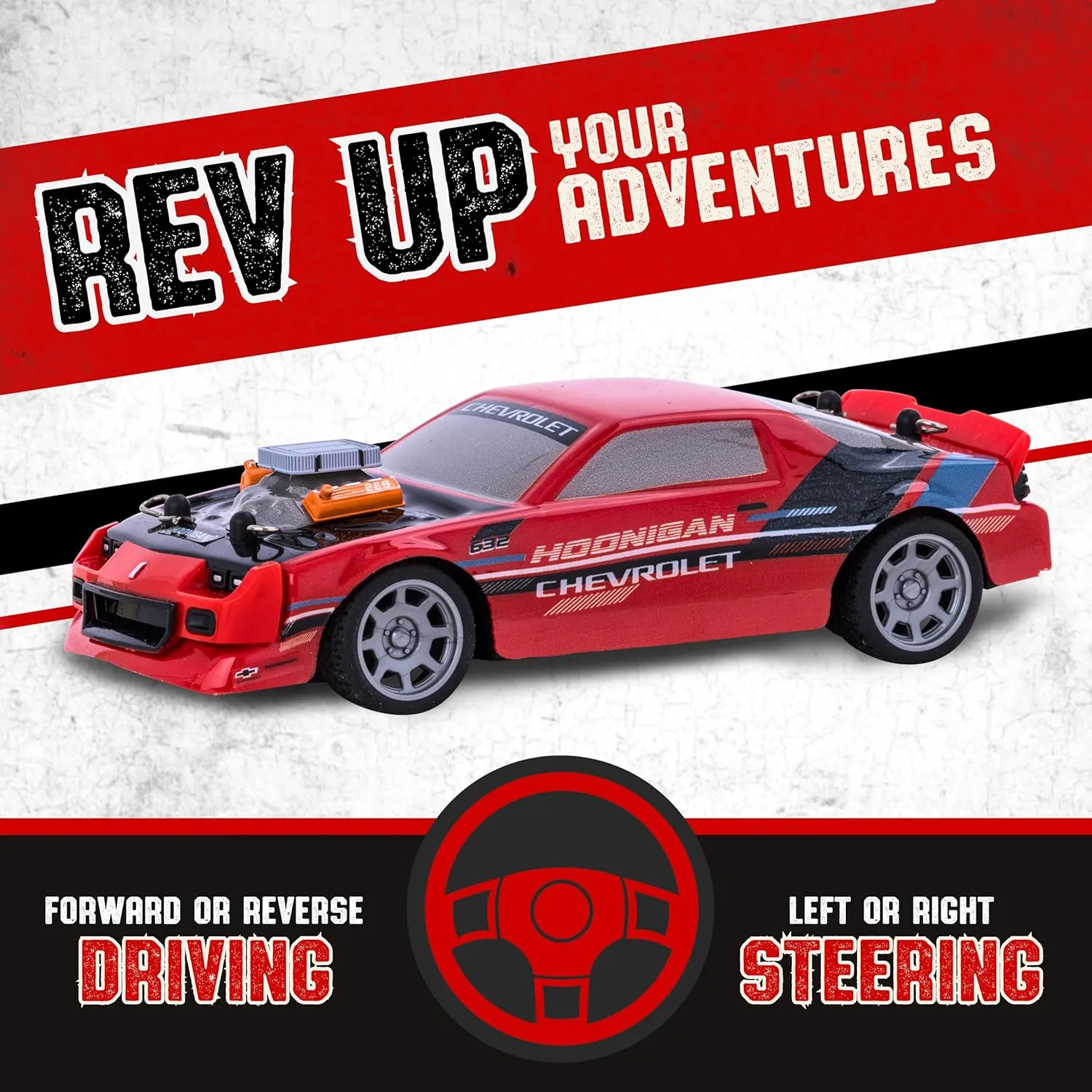 Flybar Hoonigan Chevy Camaro Remote Control Car - Toy Cars, Drift RC Cars for Boys Age 8-12, 3,7 V, 2.4GHz, 150ft Range, 1:32 Scale, 6mph Speed, Rechargeable Battery, Replica Design, Toys for Boys