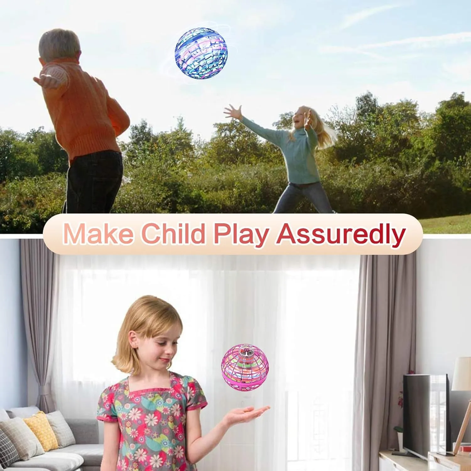 Flying Orb Ball Toy - 2024 Upgraded Magic Flying Orb Toy with LED Light 360°Rotating, Boomerang Flying Ball Toys Indoor Outdoor Fun Games for Boys Girls Adults