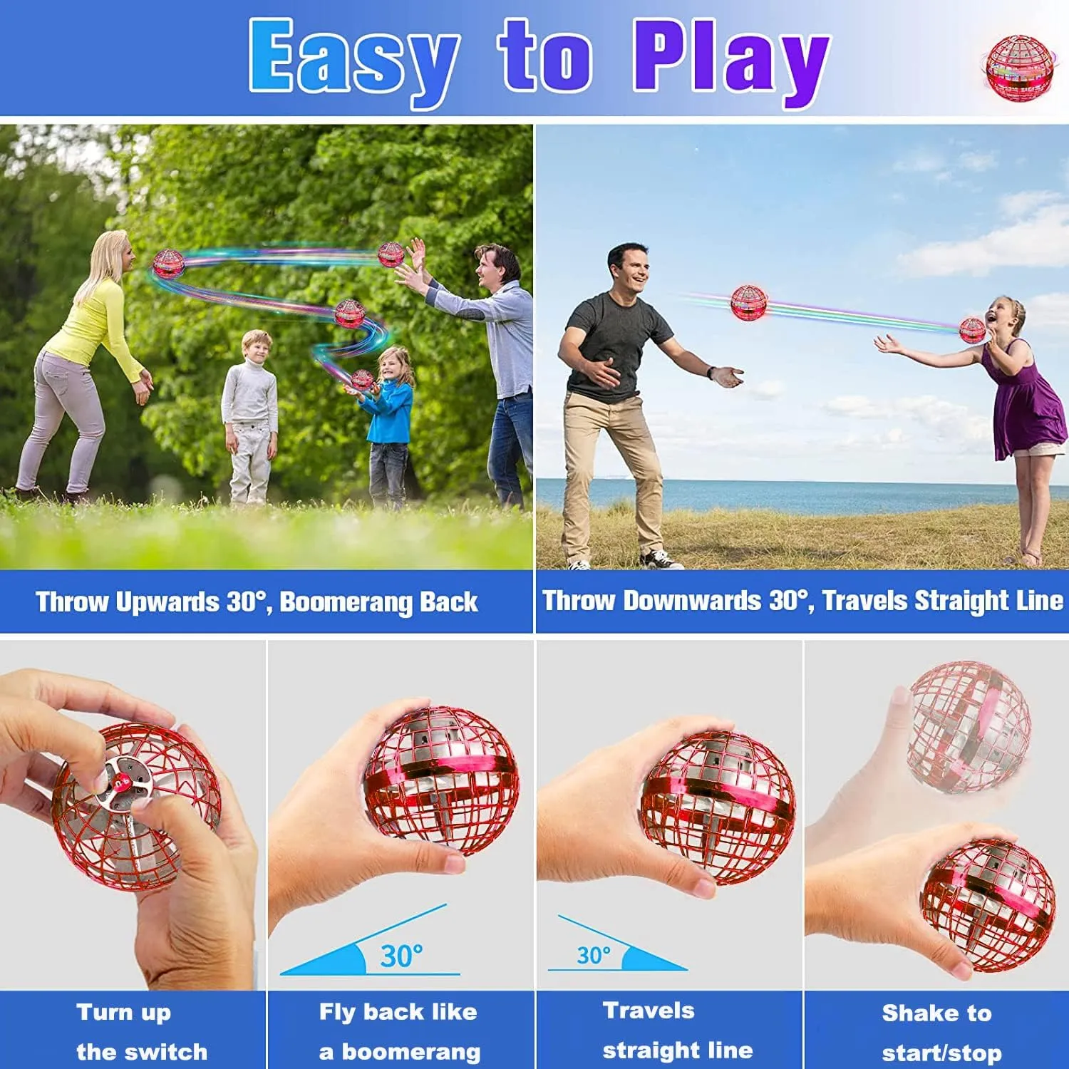 Flying Orb Galaxy Ball 2024 Hover Soaring Nebula, Hand Controlled Boomerang Galactic ifly Spinner, RGB Light Magic Space UFO Toy, Mini Drone for Kids Adults Outdoor Indoor