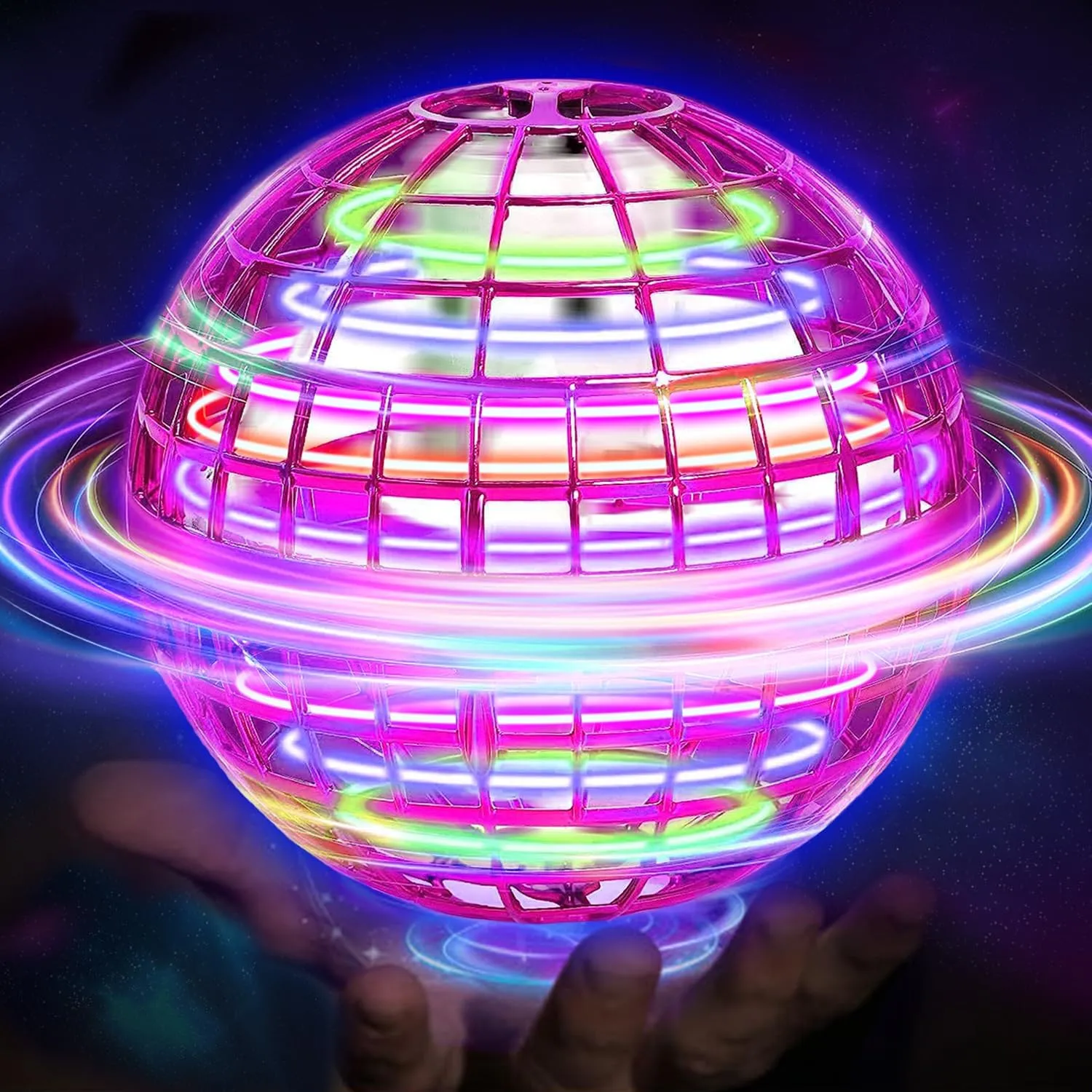 Flying Orb, Mini Drone Hover Ball Cosmic Globe, Flare Effect Floating Boomerang, Galaxy Ball Levitating Fly Orb Magic UFO Toy, Cool Stuff Gift For 6  Kids Teens Indoor Outdoor