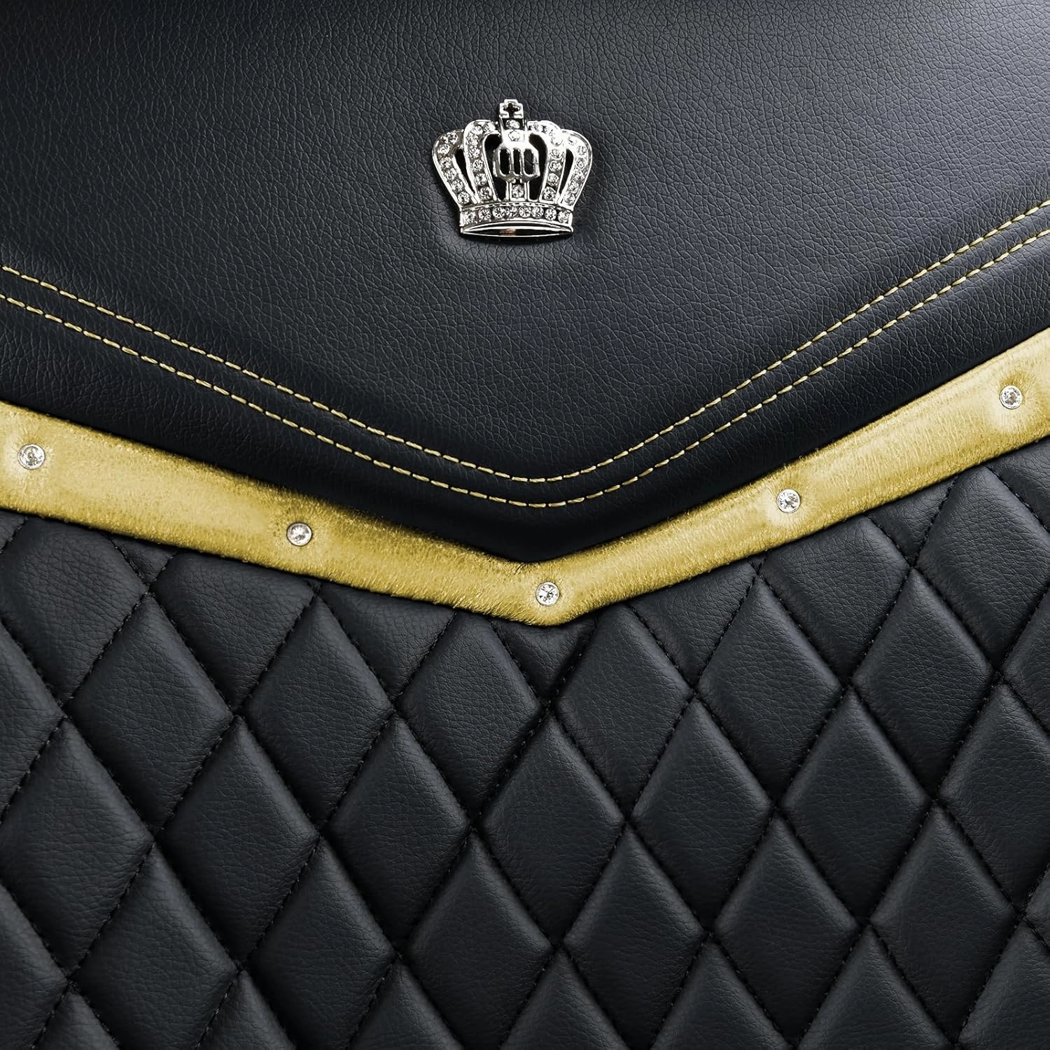 Flying Banner car seat Covers seat Cushions Luxe Fit Faux Leather Easy Installation Vehicles Non Slip Premium (Black Gold, 2 x Front Seat Cover)