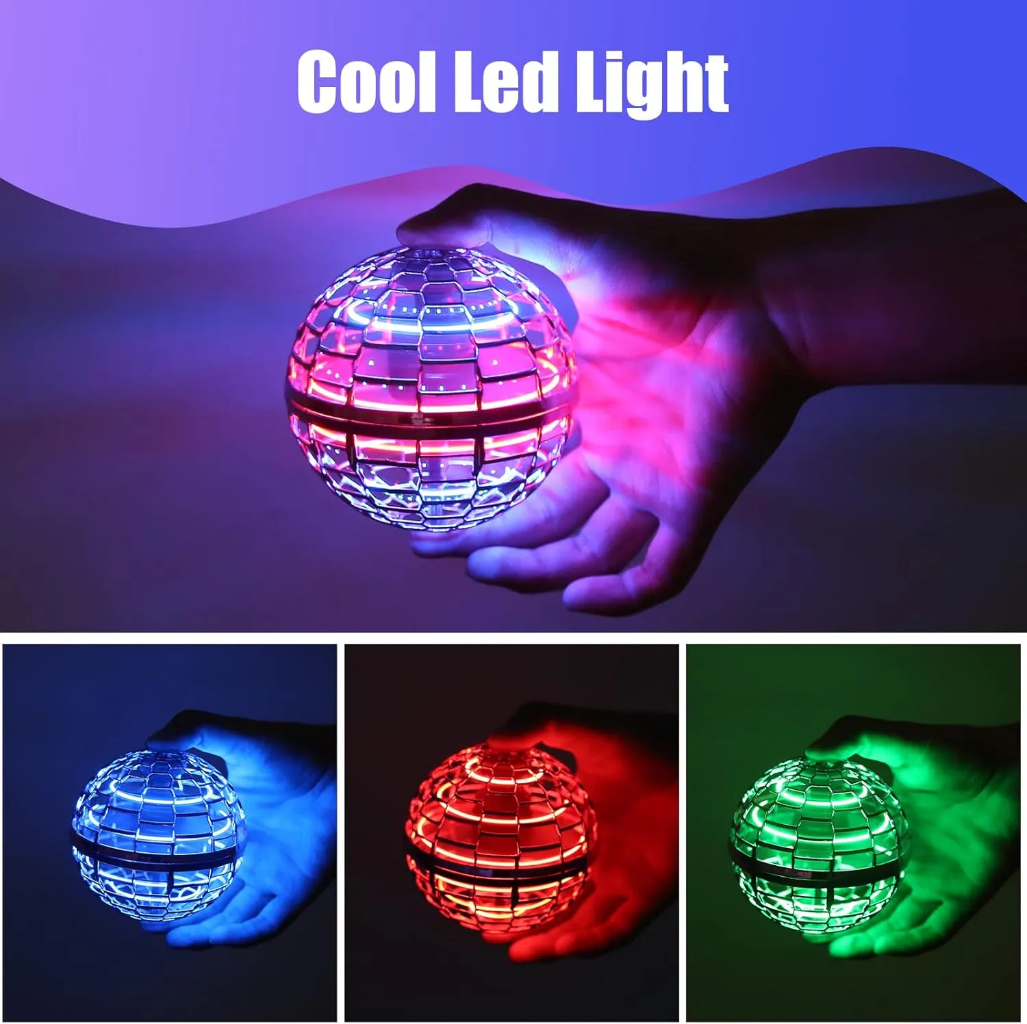 FLYNOVA Kids Light Up Magic Ball Toy,Hover Boomerang Spinning Cosmic Globe,Mini Spinner Drone Toys for Boys Girls Age 6-8-13,Indoor Outdoor Party Favors,Fun Family Game,Teens Christmas Birthday Gifts