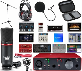 Focusrite Scarlett Solo Studio 2x2 USB Audio Interface Recording Bundle & Creative Music Production Software Kit For Singer's, Producer's, Songwriters, Guitarists, Podcaster   Ivation Hard Drive Case
