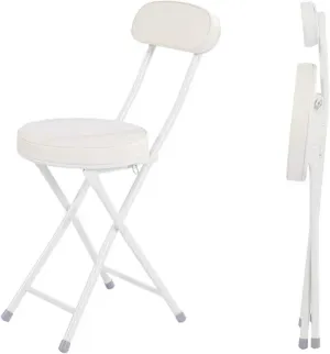 Foldable - 2 Pieces, Portable Dining air, Foldable Stool with PU Leather Backrest for Outdoor Camping Kiten Shop Cafe