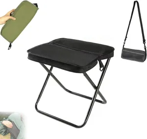 Foldable Backpack Stool, Portable Mini Outdoor Camping Folding Seat with Adjustable Shoulder Strap, Mountaineering and Hiking Portable Stool, for Camping, Fishing, Max Weight 330 Lbs (Black)