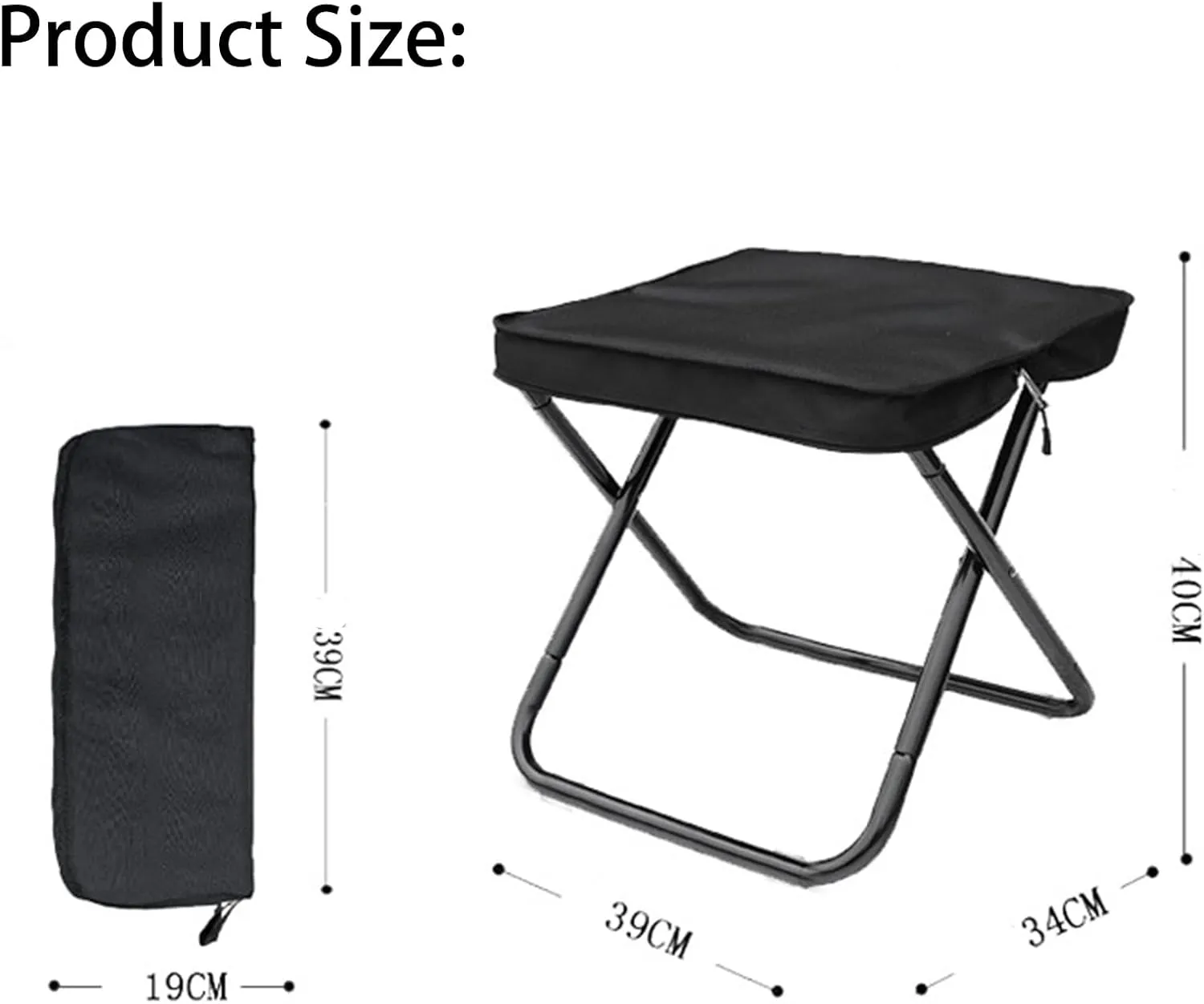 Foldable Backpack Stool, Portable Mini Outdoor Camping Folding Seat with Adjustable Shoulder Strap, Mountaineering and Hiking Portable Stool, for Camping, Fishing, Max Weight 330 Lbs (Black)