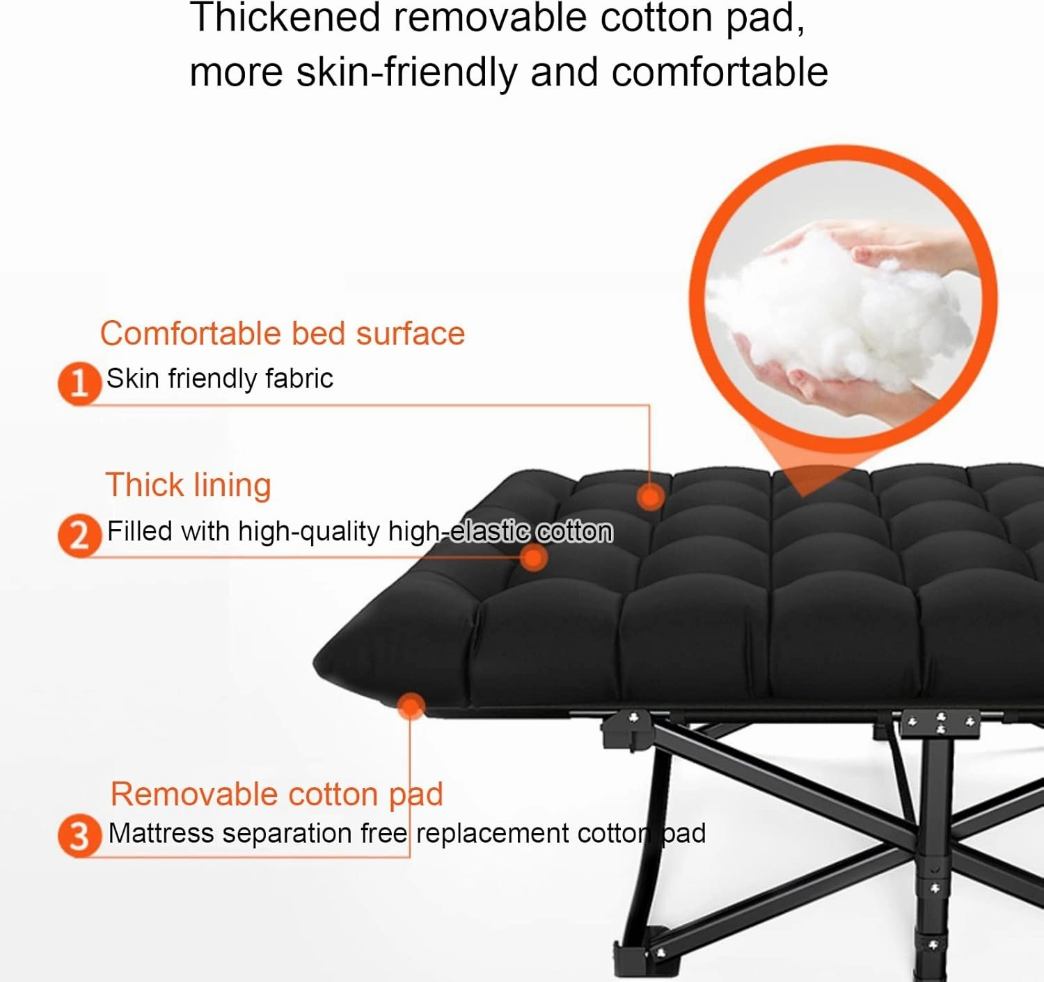 Foldable Bed, Portable Folding Camping Cot, Portable Camping Cots with Carry Bag, Outdoor Portable Folding Lounge Chair Sleeping Cots Bed, Easily Bear 150KG, for Travel Outdoor Home Office(190x71cm/74