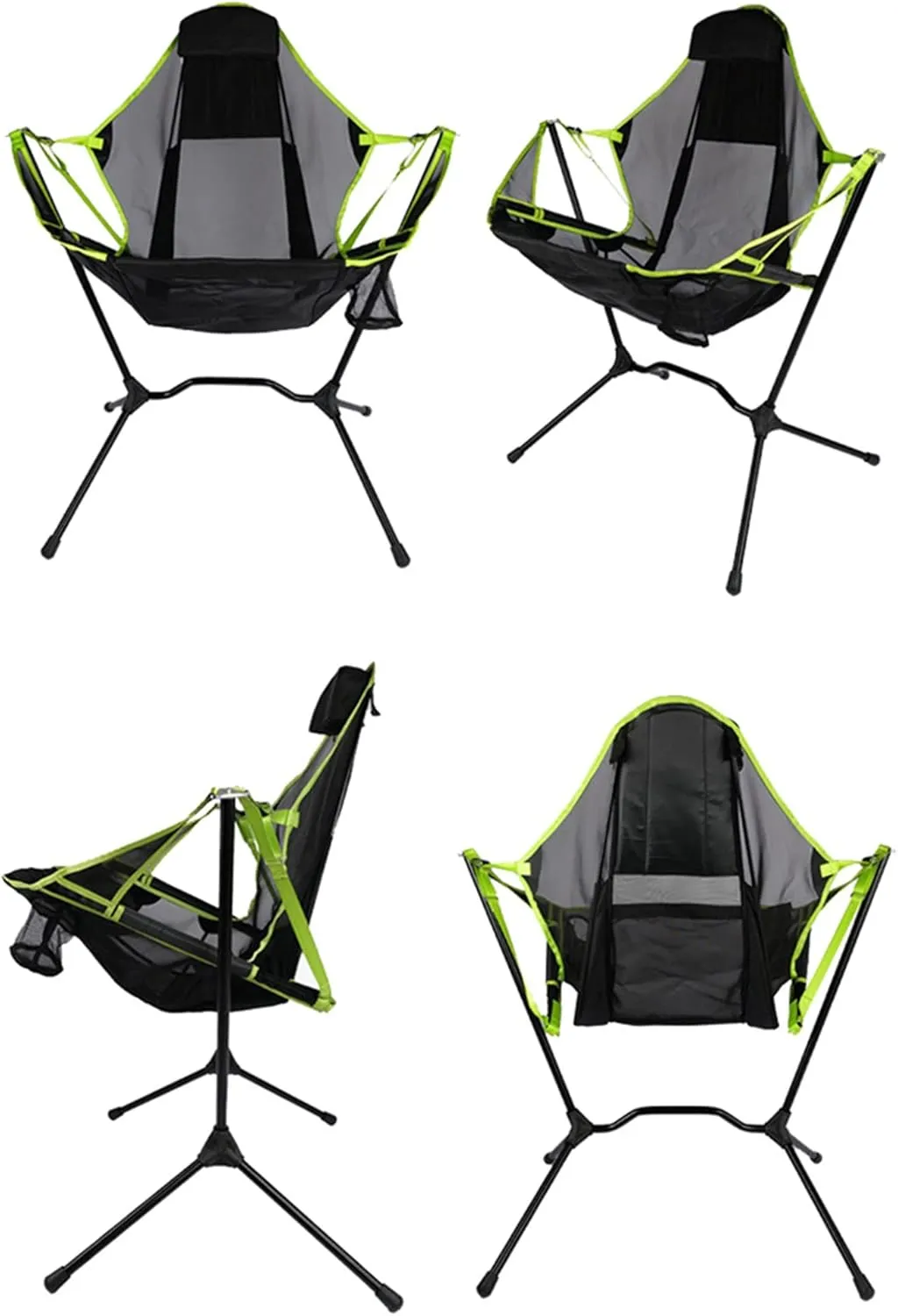 Folding Backrest Camping Chair, Portable Aluminum Alloy Swinging Chair, Adjustable Camping Swing Recliner with Storage Bag for Camping Hiking Beach Picnic Travel