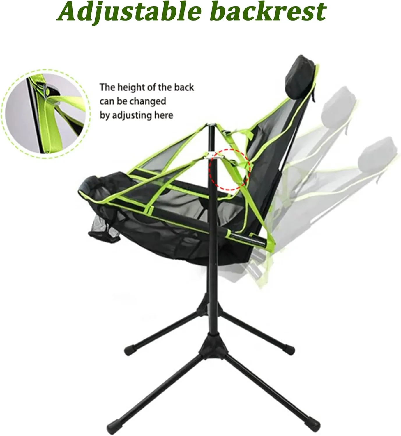 Folding Backrest Camping Chair, Portable Aluminum Alloy Swinging Chair, Adjustable Camping Swing Recliner with Storage Bag for Camping Hiking Beach Picnic Travel
