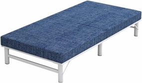 Folding Beds with Mattress, Portable Folding Bed for Adults with Casters, Folding Camping Cot for Office Nap(Blue,60cm/23.5in)