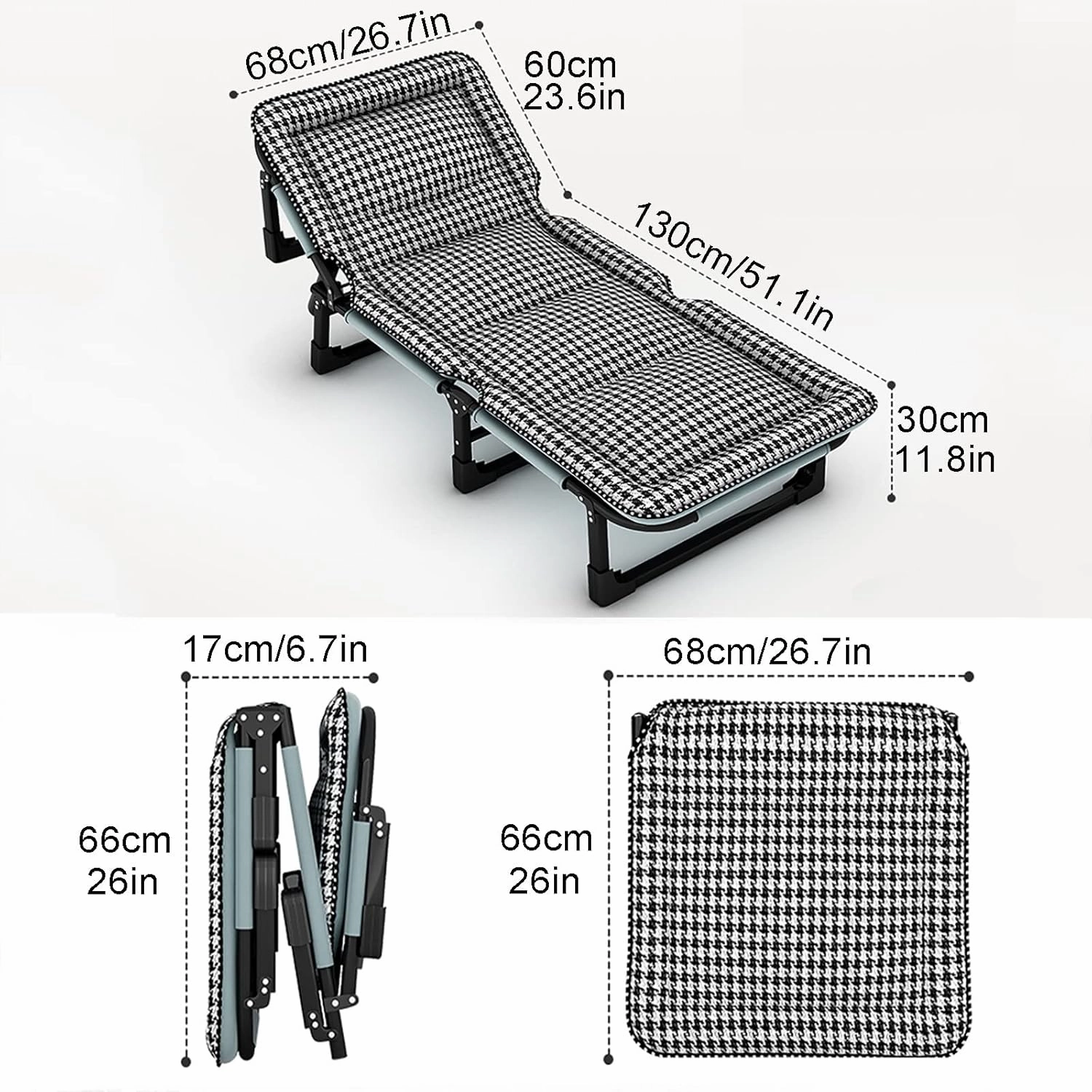 Folding Camping Cot, Portable Foldable Bed for Adults, Folding Bed with Blanket, Portable Folding Bed with 4 Gears Adjustable, Easily Bear 150KG, for Travel Outdoor Home Office(Blue)