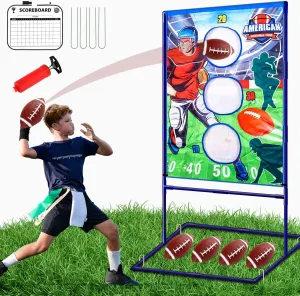 Football Toss Game with 4 Inflatable Balls, Football Throwing Target Games for Boys 8-12, Sports and Outdoors Toys for Kids Ages 3 