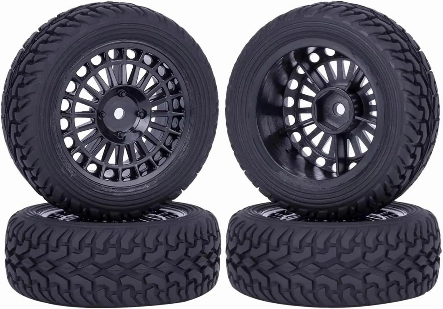 for Tamiya for Wltoys for Wltoys for HSP for HPI for TT01 1/10 1/14 1/16 75MM Rubber Plastic Wheels Tire RC Rally for Racing Car Upgrades Parts RC Car Upgrade Part(Black)