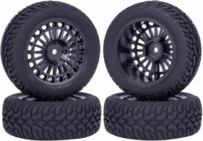 for Tamiya for Wltoys for Wltoys for HSP for HPI for TT01 1/10 1/14 1/16 75MM Rubber Plastic Wheels Tire RC Rally for Racing Car Upgrades Parts RC Car Upgrade Part(Black)