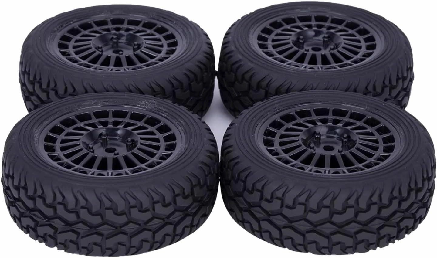 for Tamiya for Wltoys for Wltoys for HSP for HPI for TT01 1/10 1/14 1/16 75MM Rubber Plastic Wheels Tire RC Rally for Racing Car Upgrades Parts RC Car Upgrade Part(Black)