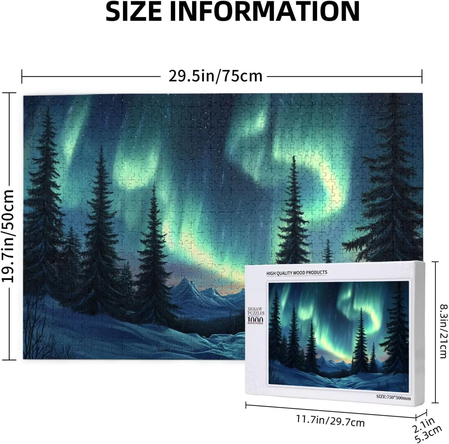 Forests Aurora 1000 Pieces of Adult Wooden Puzzle,Captivating Polar Scenery Illustration,Enjoy The Puzzle Solving Process,Exercise Hands-On Ability and Thinking Patience