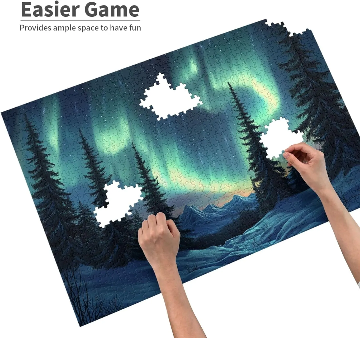 Forests Aurora 1000 Pieces of Adult Wooden Puzzle,Captivating Polar Scenery Illustration,Enjoy The Puzzle Solving Process,Exercise Hands-On Ability and Thinking Patience