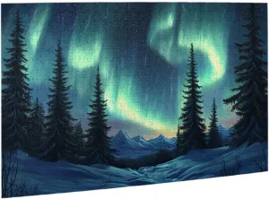 Forests Aurora 500 Pieces of Adult Wooden Puzzle,Captivating Polar Scenery Illustration,Enjoy The Puzzle Solving Process,Exercise Hands-On Ability and Thinking Patience