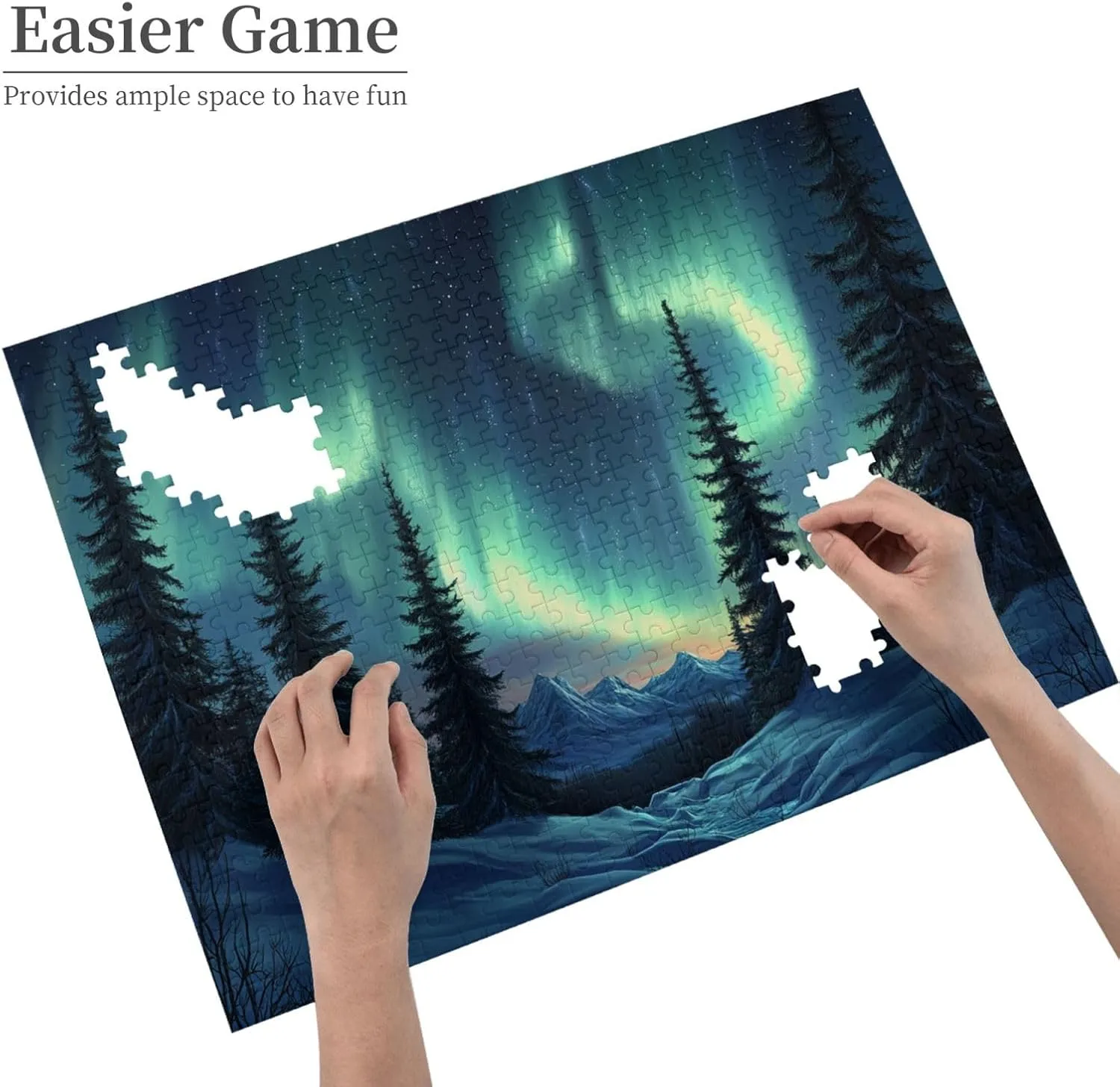 Forests Aurora 500 Pieces of Adult Wooden Puzzle,Captivating Polar Scenery Illustration,Enjoy The Puzzle Solving Process,Exercise Hands-On Ability and Thinking Patience
