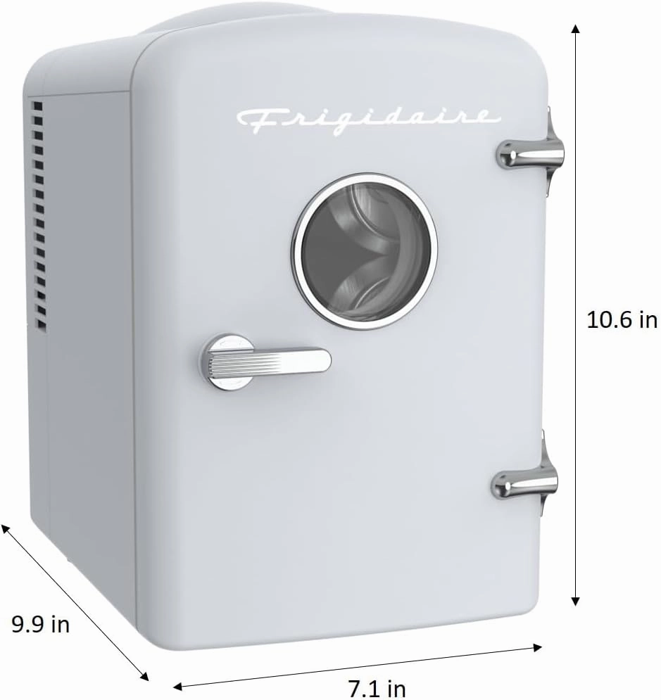 Frigidaire EFMIS129-WHITE, Mini Portable Fridge, 4 Litres Capacity, Chills Six 12oz Cans, 100% Freon-Free & Eco Friendly, Beverage Cooler- White