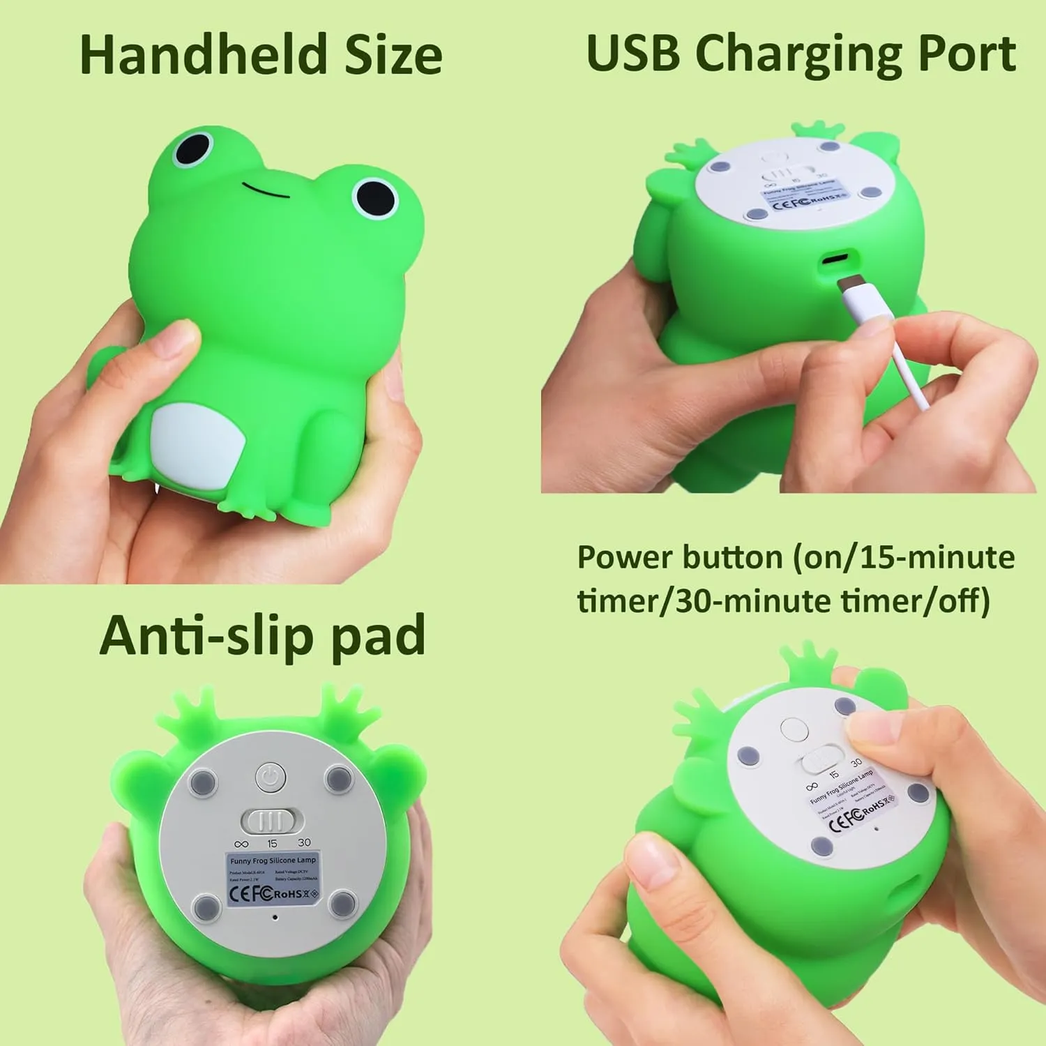 Frog Night Light for Nursery, Rechargeable Dimmable Bedside Lamp with Touch Control(ABS SIL), Portable Kids Gift for Girls, Boys, Babies