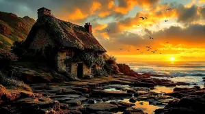 Fun Jigsaw Puzzle 1000 Pieces for Adults Sunset Coast Fun Family Kitchen Decorations Family Colorful Puzzles