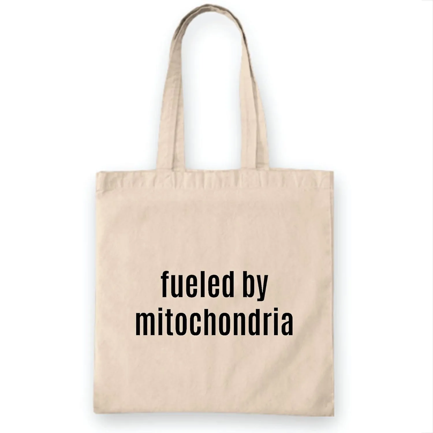 Funny Biology Teacher Gift Mitochondria Inspired Science Present Perfect for Biologists and Microbiologists Natural White Multicolor Canvas Tote Bag