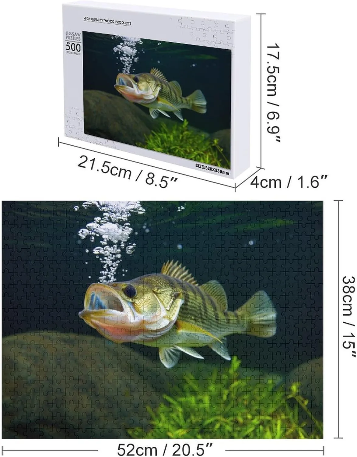 Funny Wooden Puzzles - Fish Under The Water Theme Puzzle，500 Pieces Jigsaw Puzzle for Adults,Educational Puzzles Game，Ideal for Family Fun and Relaxation Toys