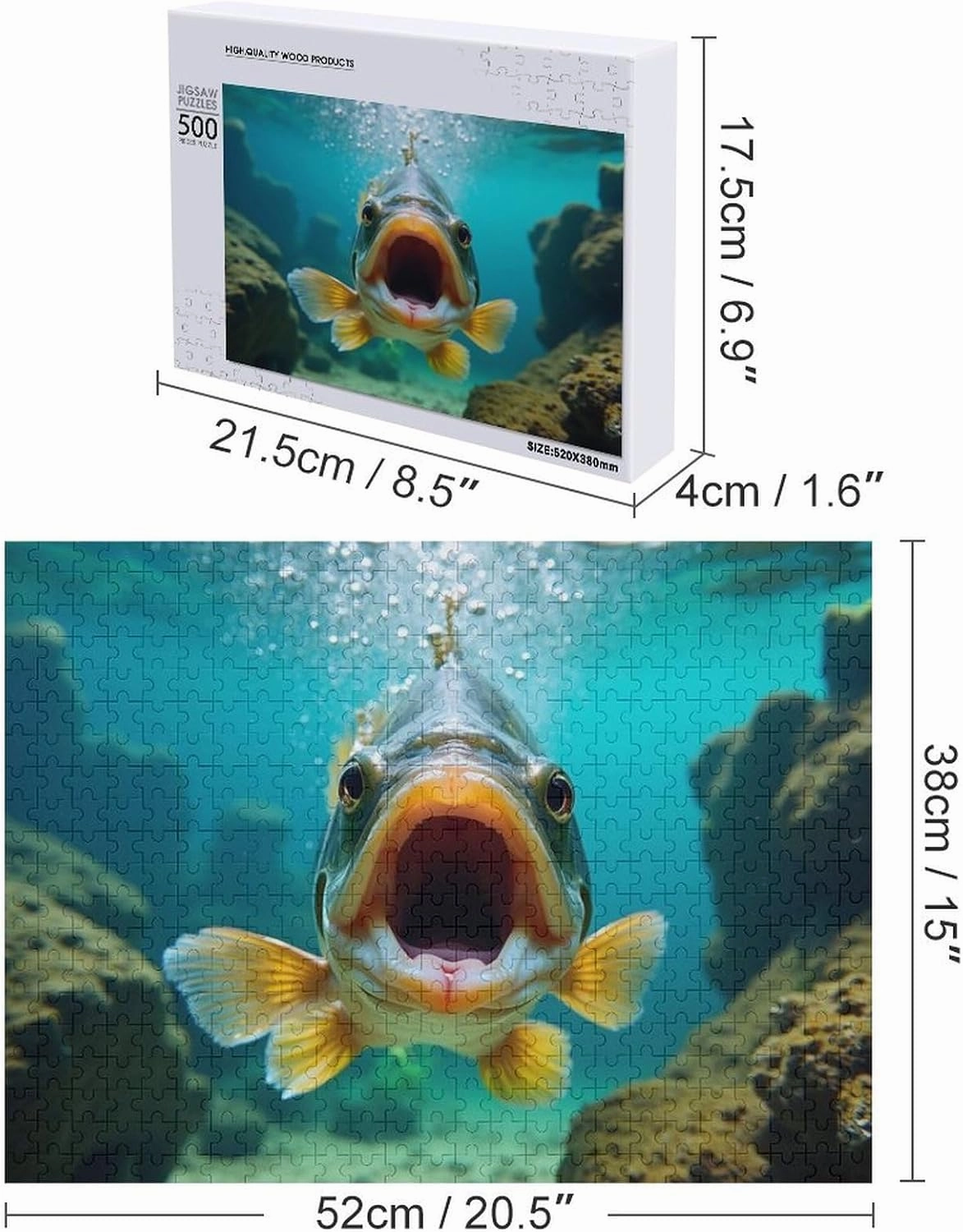 Funny Wooden Puzzle,Fish Under The Water Jigsaw Puzzles 500 Pieces for Adults,Perfect for Family Fun and Relaxation Game,Challenge Puzzles,Suitable for Collection and Display
